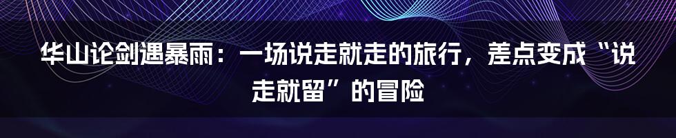 华山论剑遇暴雨:一场说走就走的旅行,差点变成“说走就留”的冒险