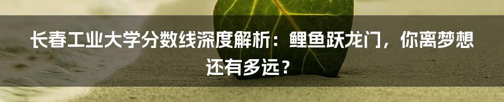 长春工业大学分数线深度解析：鲤鱼跃龙门，你离梦想还有多远？