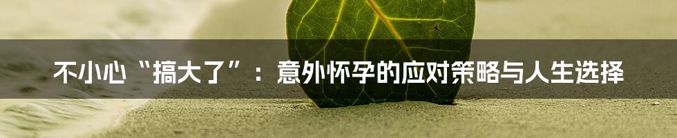 不小心“搞大了”：意外怀孕的应对策略与人生选择