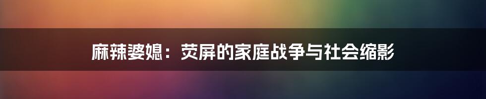 麻辣婆媳：荧屏的家庭战争与社会缩影