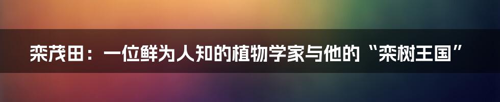 栾茂田：一位鲜为人知的植物学家与他的“栾树王国”
