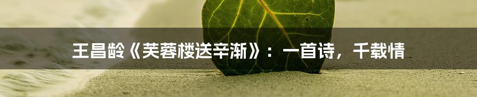 王昌龄《芙蓉楼送辛渐》：一首诗，千载情