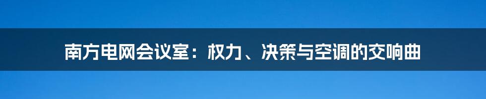 南方电网会议室:权力、决策与空调的交响曲