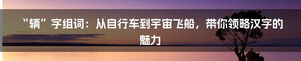 “辆”字组词：从自行车到宇宙飞船，带你领略汉字的魅力
