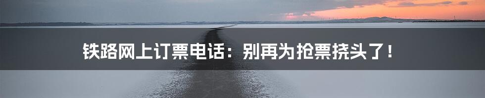 铁路网上订票电话：别再为抢票挠头了！