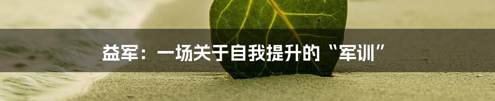 益军:一场关于自我提升的“军训”