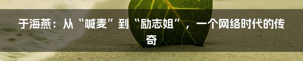 于海燕:从“喊麦”到“励志姐”,一个网络时代的传奇