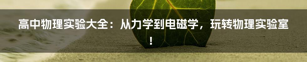 高中物理实验大全:从力学到电磁学,玩转物理实验室!