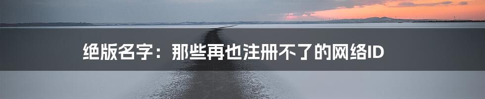 绝版名字：那些再也注册不了的网络ID