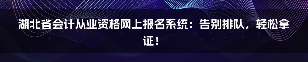 湖北省会计从业资格网上报名系统：告别排队，轻松拿证！