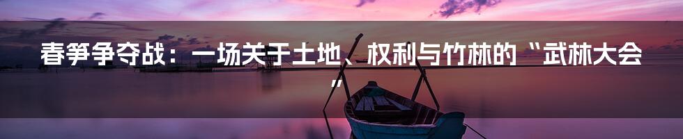 春笋争夺战：一场关于土地、权利与竹林的“武林大会”