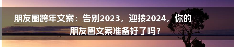 朋友圈跨年文案：告别2023，迎接2024，你的朋友圈文案准备好了吗？