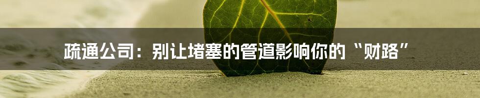 疏通公司:别让堵塞的管道影响你的“财路”