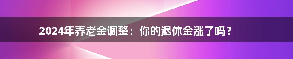 2024年养老金调整：你的退休金涨了吗？