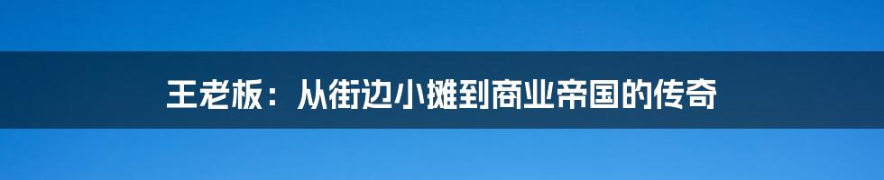 王老板:从街边小摊到商业帝国的传奇