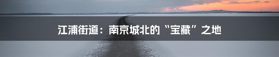 江浦街道：南京城北的“宝藏”之地