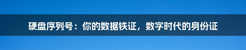 硬盘序列号:你的数据铁证,数字时代的身份证