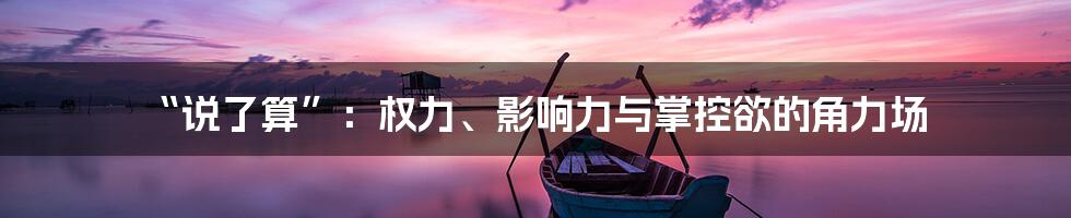 “说了算”:权力、影响力与掌控欲的角力场