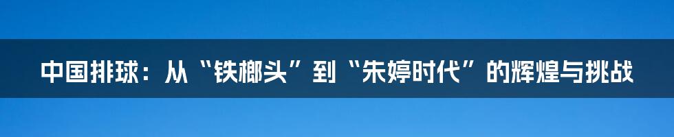 中国排球:从“铁榔头”到“朱婷时代”的辉煌与挑战