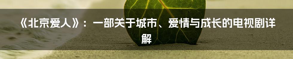 《北京爱人》：一部关于城市、爱情与成长的电视剧详解