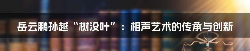 岳云鹏孙越“树没叶”：相声艺术的传承与创新
