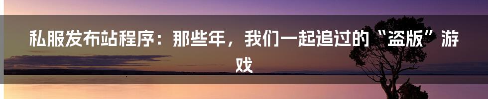 私服发布站程序：那些年，我们一起追过的“盗版”游戏