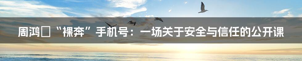 周鸿祎“裸奔”手机号：一场关于安全与信任的公开课