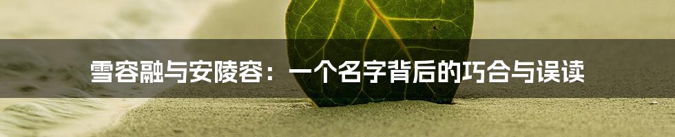 雪容融与安陵容:一个名字背后的巧合与误读