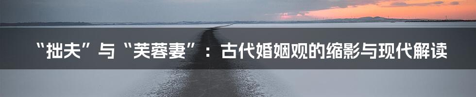 “拙夫”与“芙蓉妻”:古代婚姻观的缩影与现代解读