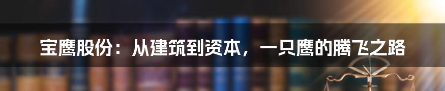 宝鹰股份:从建筑到资本,一只鹰的腾飞之路