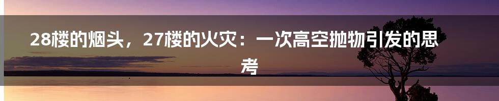 28楼的烟头，27楼的火灾：一次高空抛物引发的思考
