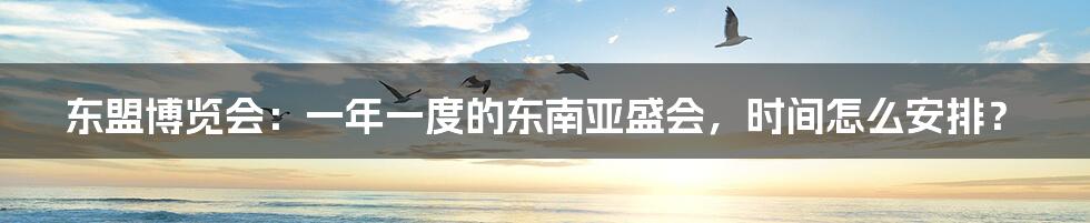 东盟博览会：一年一度的东南亚盛会，时间怎么安排？