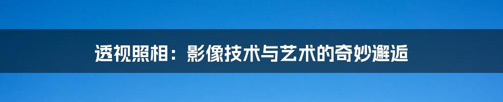 透视照相:影像技术与艺术的奇妙邂逅