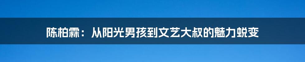 陈柏霖:从阳光男孩到文艺大叔的魅力蜕变