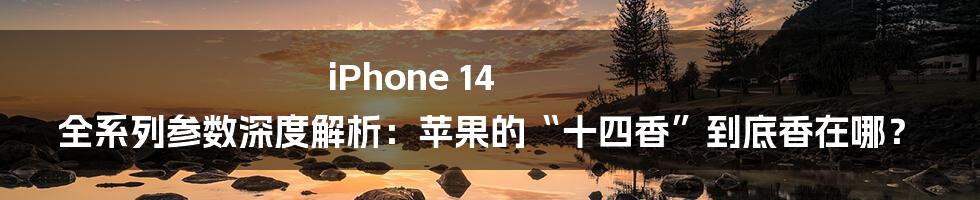 iPhone 14 全系列参数深度解析：苹果的“十四香”到底香在哪？
