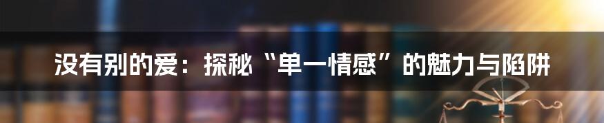 没有别的爱:探秘“单一情感”的魅力与陷阱
