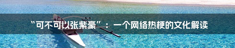 “可不可以张紫豪”：一个网络热梗的文化解读