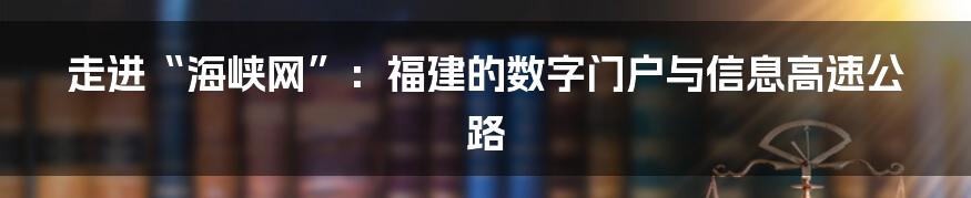 走进“海峡网”:福建的数字门户与信息高速公路