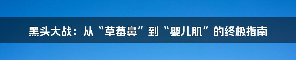 黑头大战:从“草莓鼻”到“婴儿肌”的终极指南