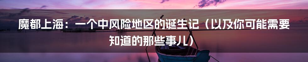 魔都上海：一个中风险地区的诞生记（以及你可能需要知道的那些事儿）
