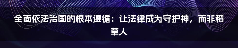全面依法治国的根本遵循:让法律成为守护神,而非稻草人