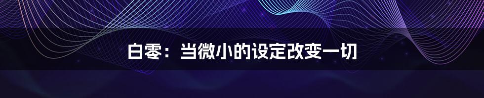白零：当微小的设定改变一切