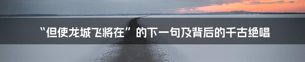 “但使龙城飞将在”的下一句及背后的千古绝唱
