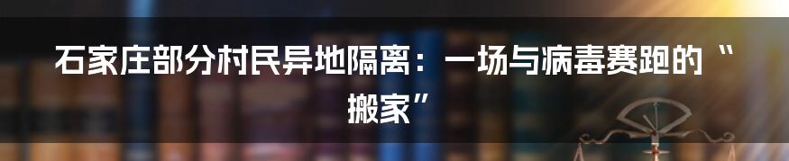 石家庄部分村民异地隔离：一场与病毒赛跑的“搬家”
