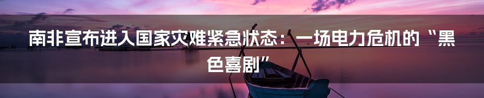南非宣布进入国家灾难紧急状态:一场电力危机的“黑色喜剧”