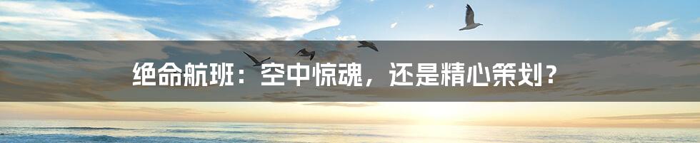 绝命航班：空中惊魂，还是精心策划？