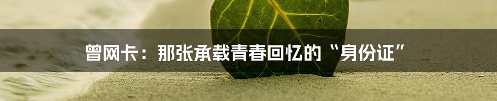 曾网卡：那张承载青春回忆的“身份证”