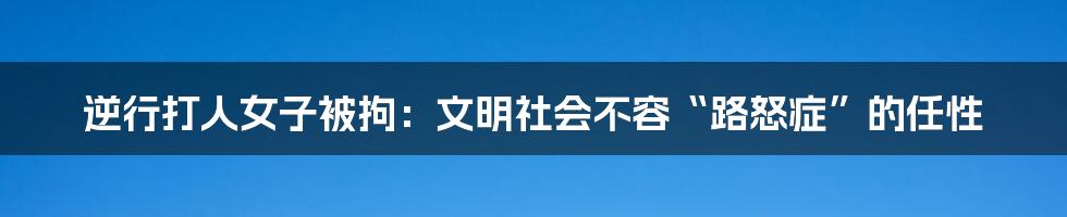 逆行打人女子被拘：文明社会不容“路怒症”的任性