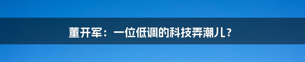 董开军：一位低调的科技弄潮儿？