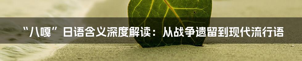 “八嘎”日语含义深度解读:从战争遗留到现代流行语